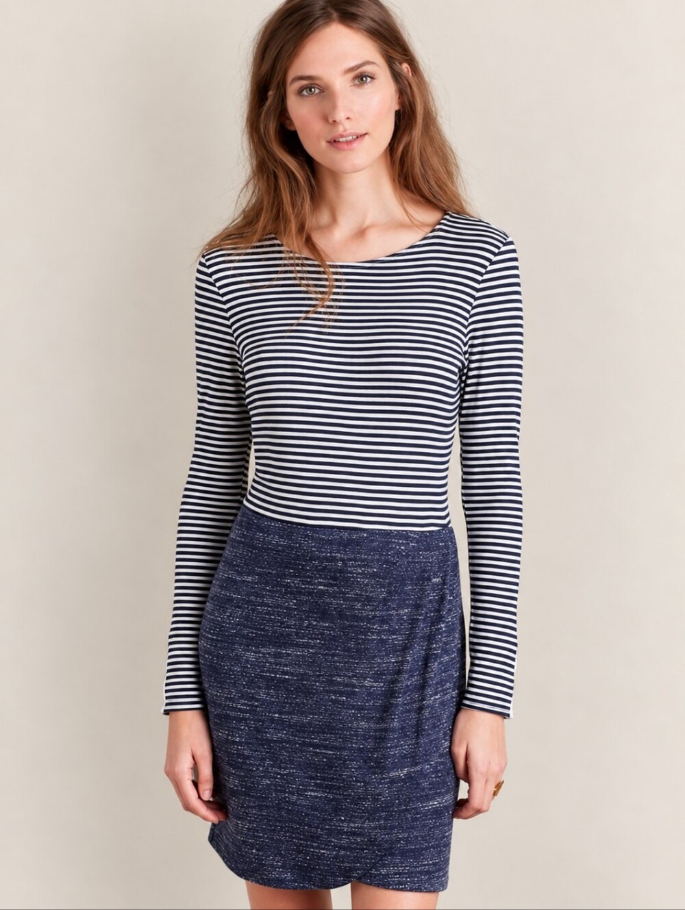 ❤️ ANTHROPOLOGIE DOLAN MIXED STRIPE BLUE WHITE JERSEY DRESS, SMALL